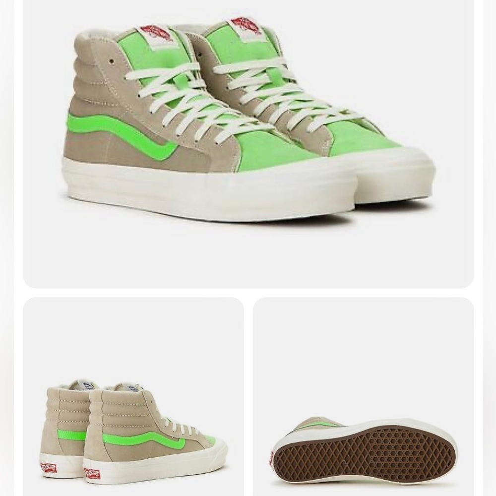 Vans OG Style 138 LX  Sued Fabric Leather Neon Green/Gray Women US 10 Men US 8.5
